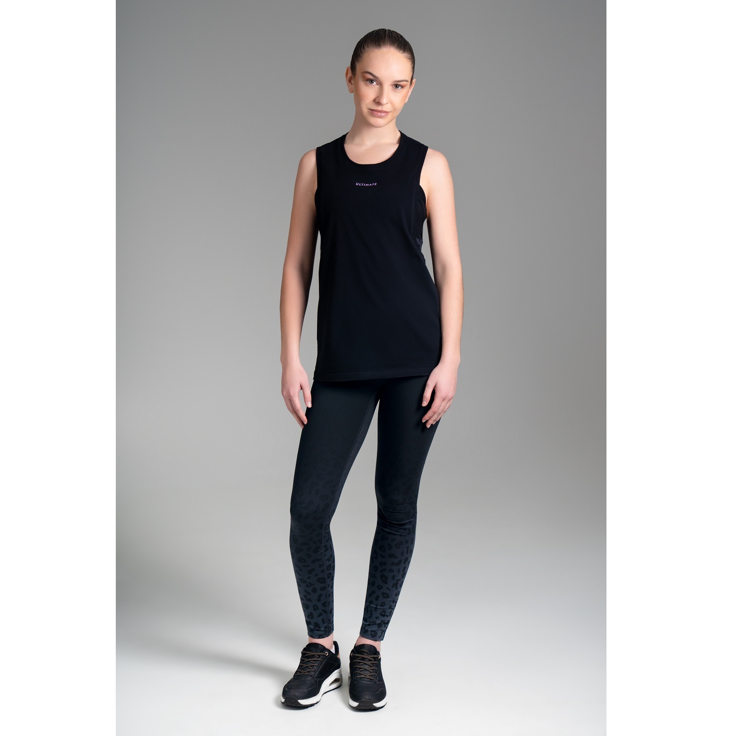 POLO TODA ACTIVIDAD MUJER ULTIMATE FITNESS BLACK ALGODÓN CASUAL SIN MANGAS - 1
