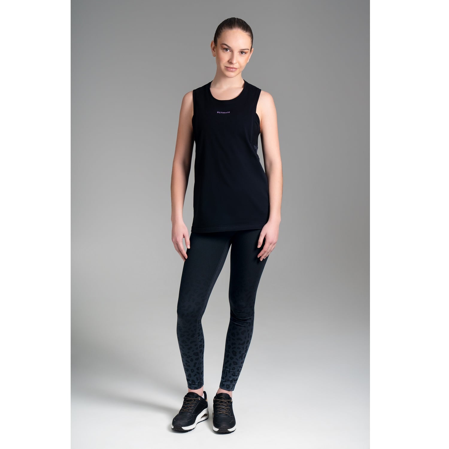 POLO TODA ACTIVIDAD MUJER ULTIMATE FITNESS BLACK ALGODÓN CASUAL SIN MANGAS - 1