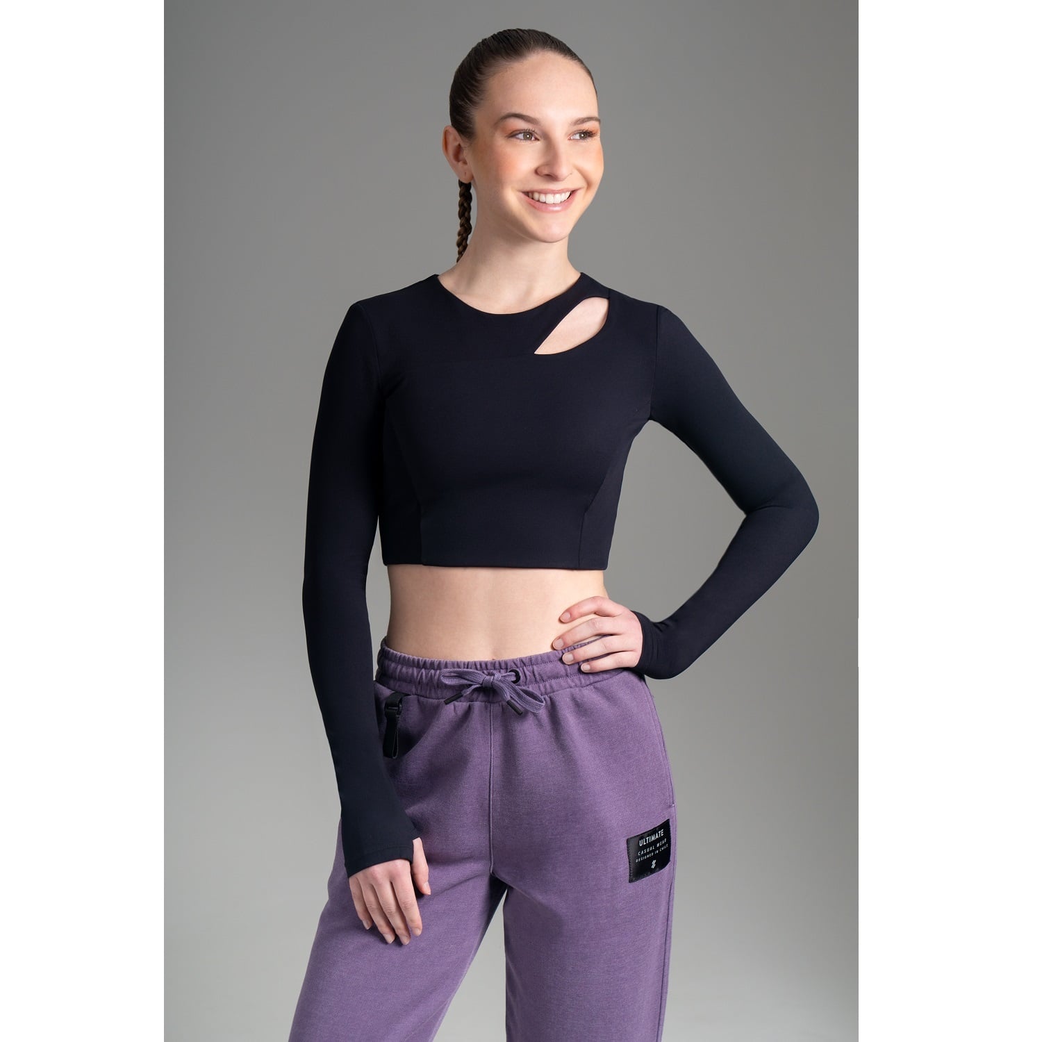 CROP TOP TODA ACTIVIDAD MUJER ULTIMATE FITNESS OPENING BLACK DEPORTIVO MANGA LARGA OPENING BLACK - 1