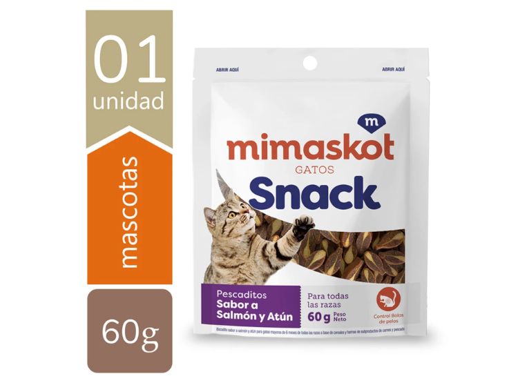 MIMASKOT GATOS SNACK PESCADITOS 60GR - 1