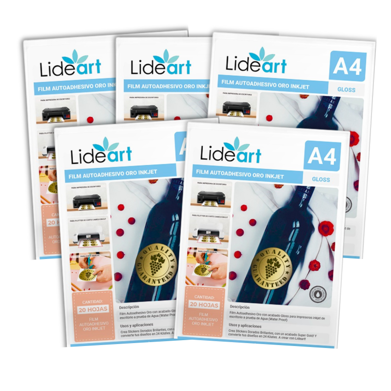 FILM AUTOADHESIVO LIDEART ORO GLOSS PARA INKJET PARA INKJET A4X20UND - 1