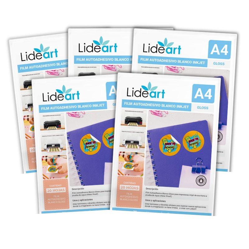 FILM AUTOADHESIVO LIDEART BLANCO BRILLANTE PARA INKJET A4X20UND - 1