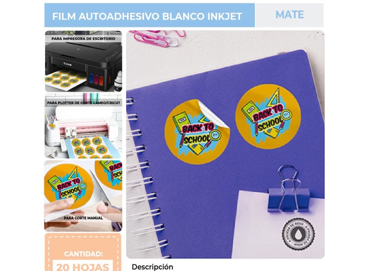 Vinil Imprimible Autoadhesivo A4 Blanco Mate para Inkjet | 120 Hojas - 3