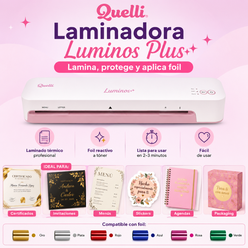 LAMINADORA TÉRMICA LUMINOS PLUS QUELLI ROSA A3 + KIT DE INICIO - 4