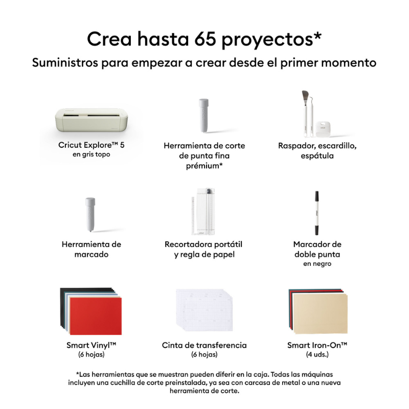 PLOTTER DE CORTE CRICUT EXPLORE 5 KIT ESSENTIAL PERLA - HERRAMIENTAS Y MATERIALES - 2