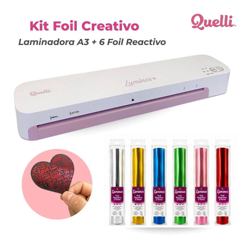 LAMINADORA TÉRMICA LUMINOS PLUS A3 QUELLI + 6 FOILS REACTIVO - 1