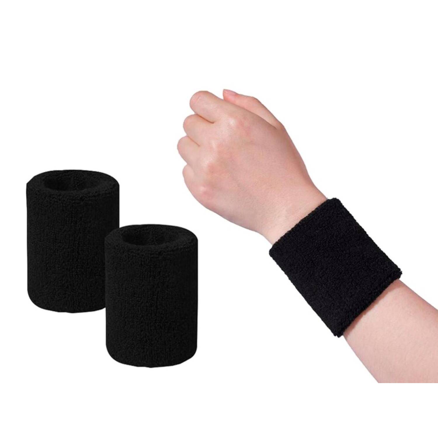 MUÑEQUERA DEPORTIVA DE FELPA NEGRO - 1