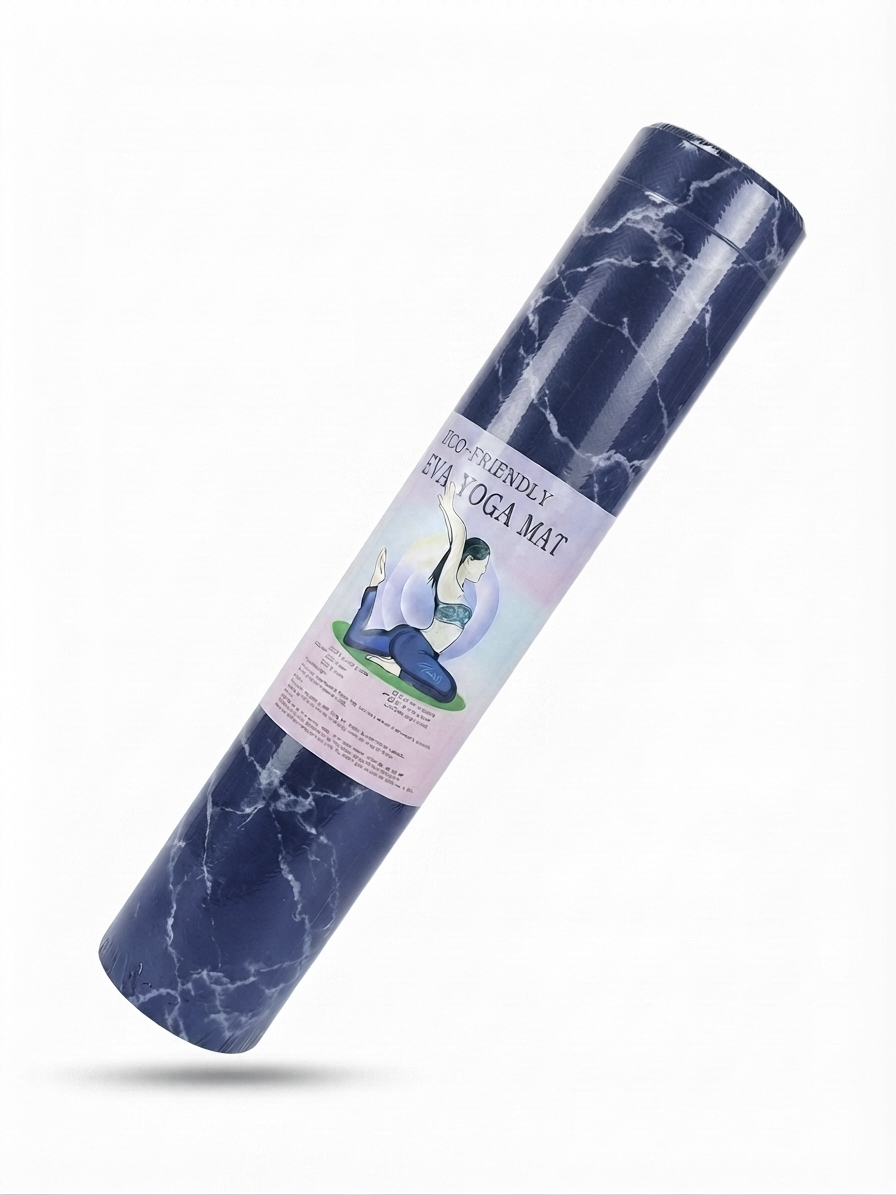COLCHONETA MAT YOGA DE 6MM AZUL MARMOLEADO - 1