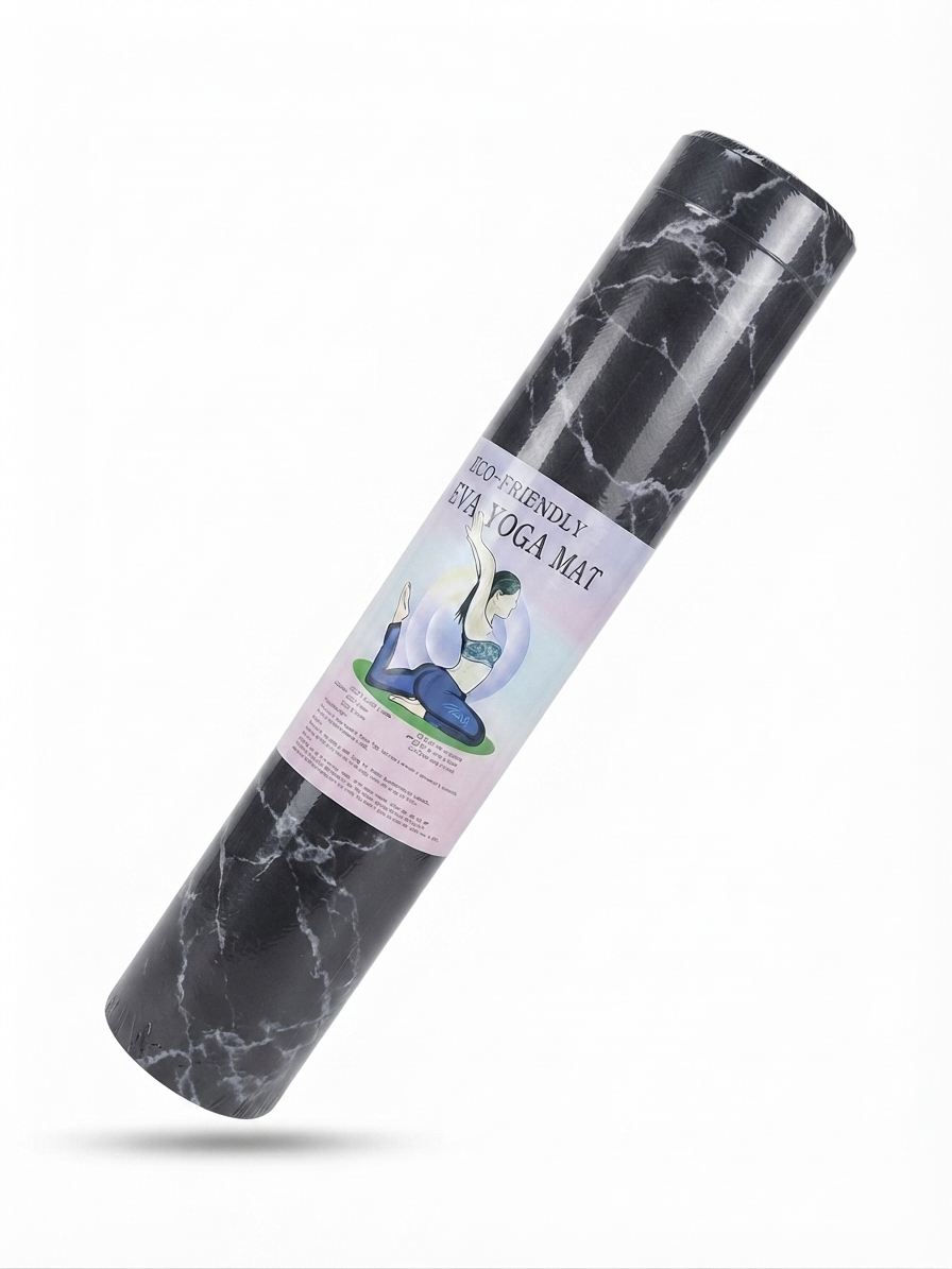 MAT YOGA DE 6MM MARMOLEADO NEGRO - 1