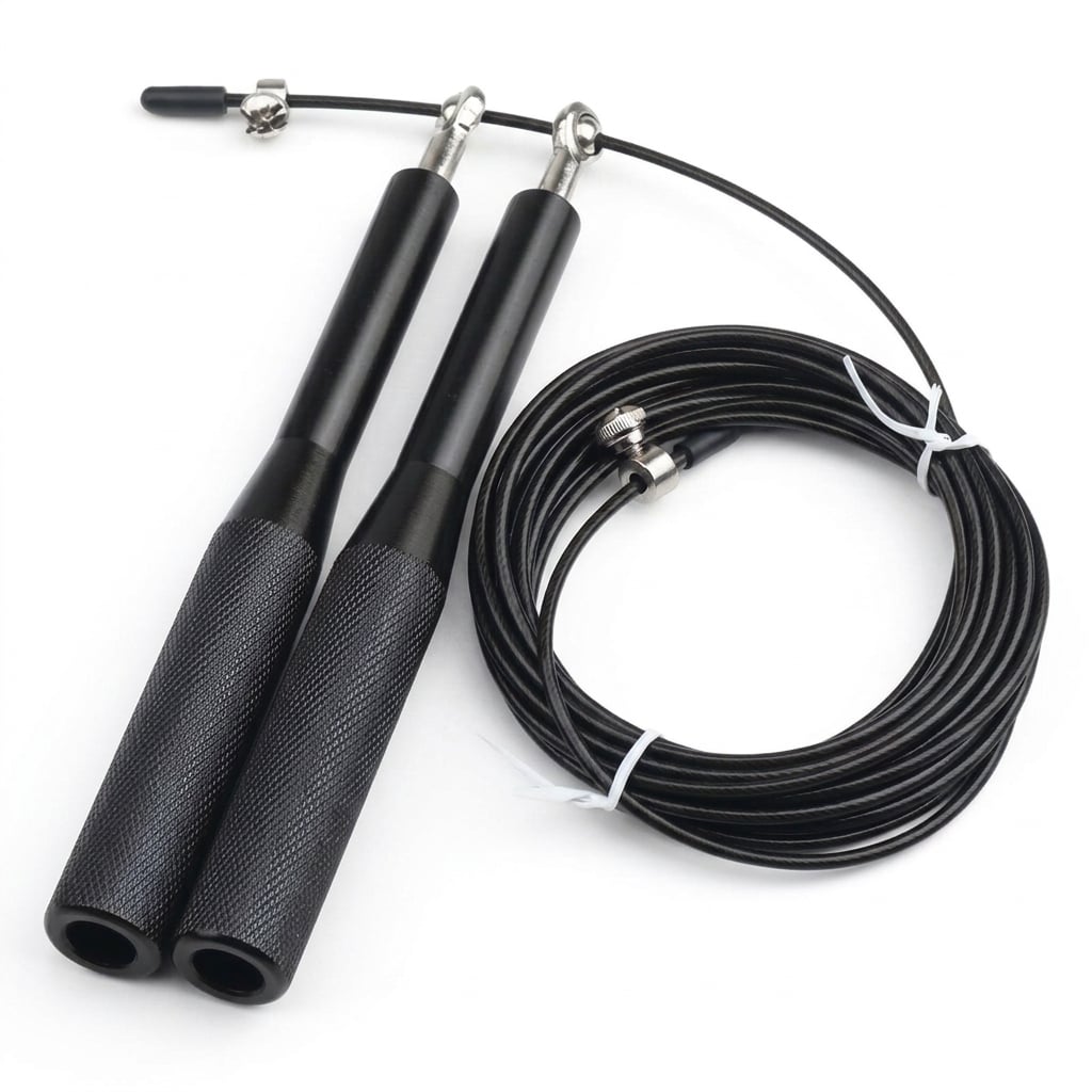 SOGA PARA SALTAR CON MANGO ALUMINIO NEGRO - 1