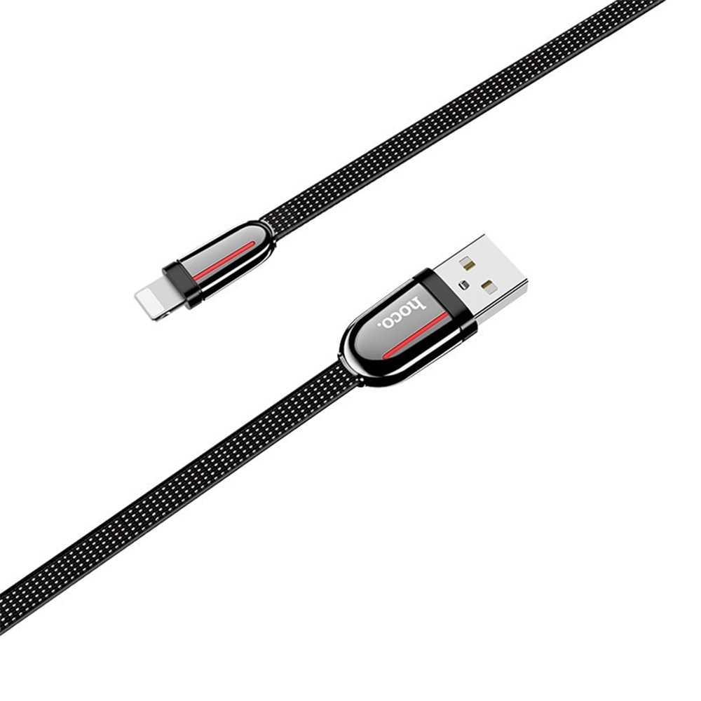 CABLE USB A LIGHTNING 1.2M HOCO U74 NEGRO DE ALTA CALIDAD Y DURABILIDAD