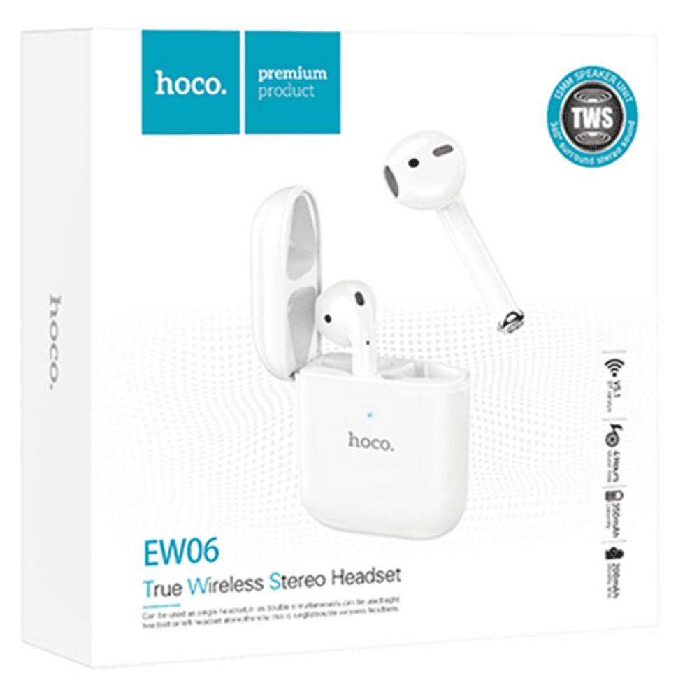 AUDÍFONOS HOCO INALÁMBRICO EW06 BLUETOOTH V51 BLANCO DE ALTA CALIDAD - 2