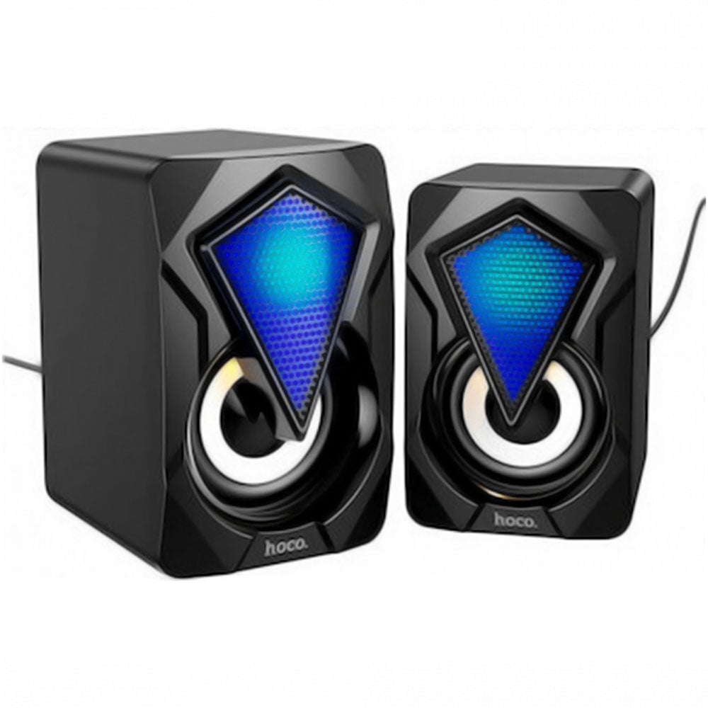 MINI PARLANTE PARA PC CONEXIÓN USB Y LUCES HOCO DS30 NEGRO DE CALIDAD - 1
