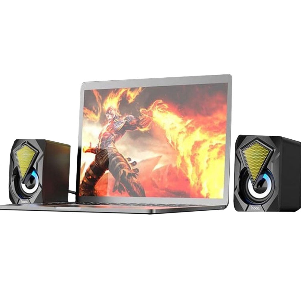 MINI PARLANTE PARA PC CONEXIÓN USB Y LUCES HOCO DS30 NEGRO DE CALIDAD - 3