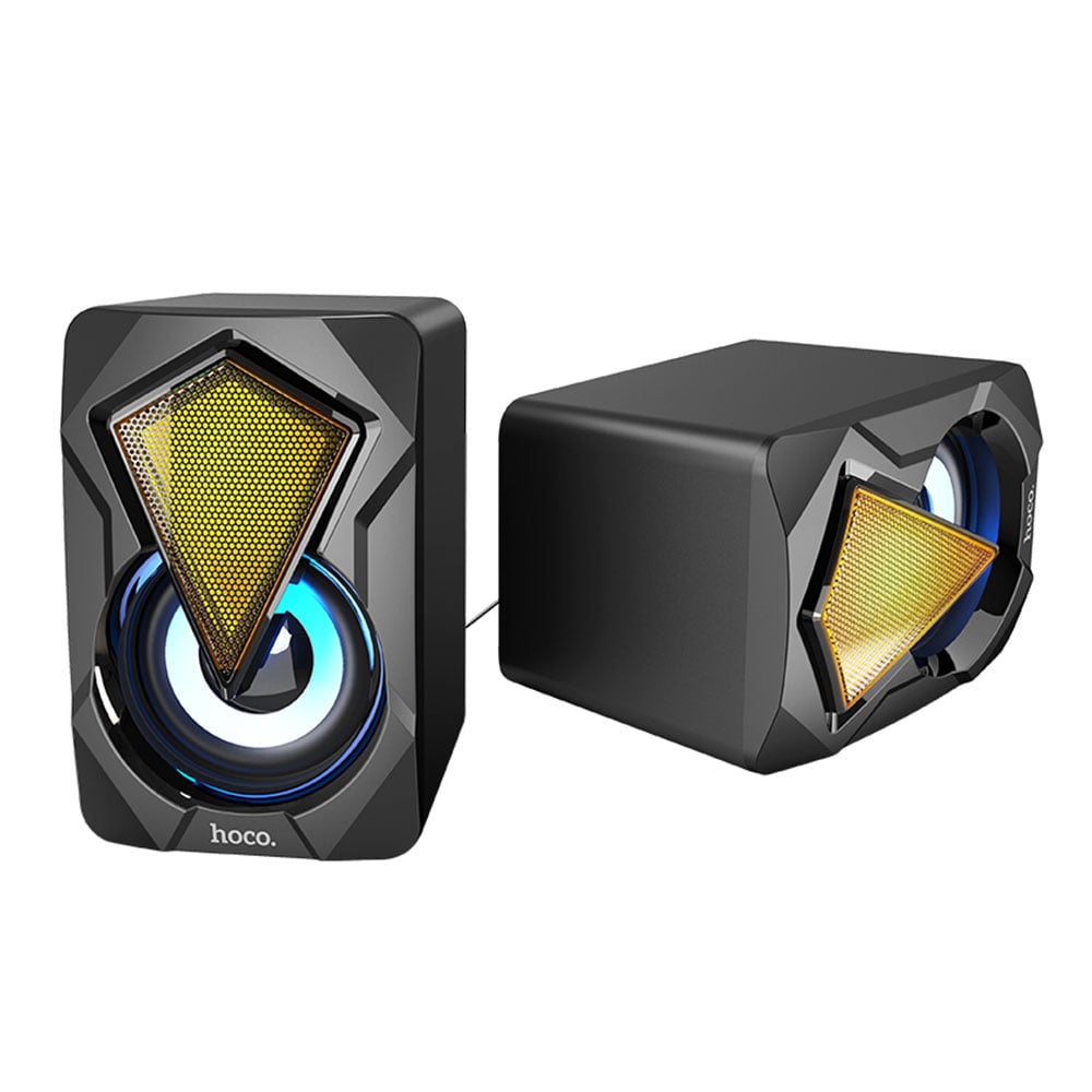 MINI PARLANTE PARA PC CONEXIÓN USB Y LUCES HOCO DS30 NEGRO DE CALIDAD - 4