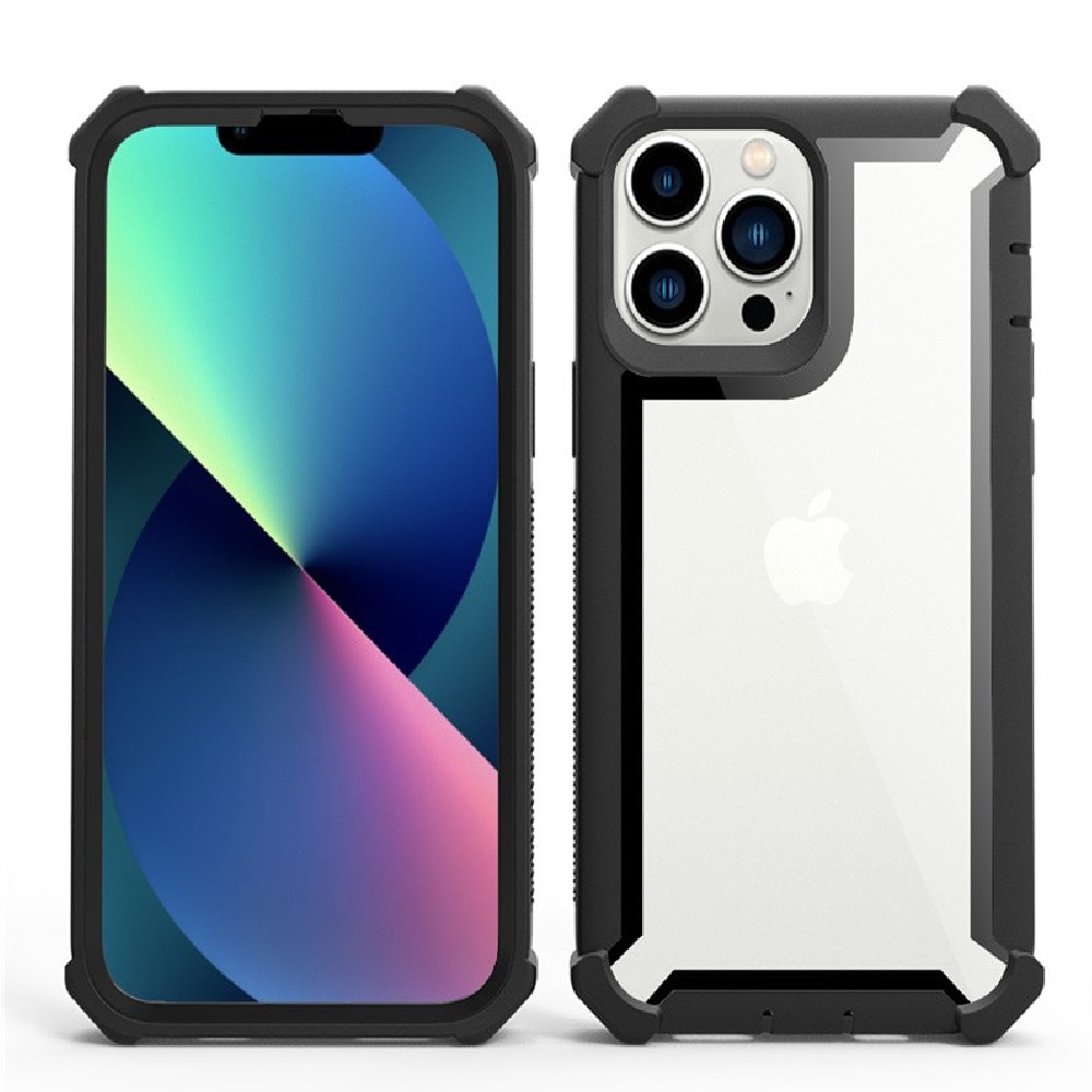 FUNDA CASE PARA IPHONE 13 PRO BUMPER ANTISHOCK GRIS ANTIGOLPE - 1