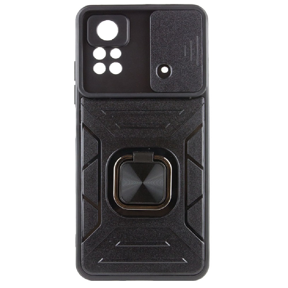 FUNDA CASE PARA XIAOMI POCO X4 PRO 5G ROBOT NEGRO CON ARO ANTISHOCK - 1