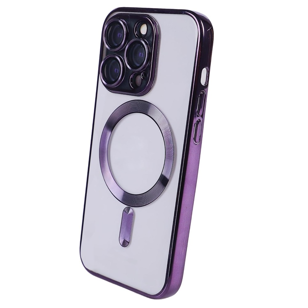 FUNDA IPHONE 14 PRO MAGSAFE CON PROTECTOR DE CAMARA MORADO ANTISHOCK - 1