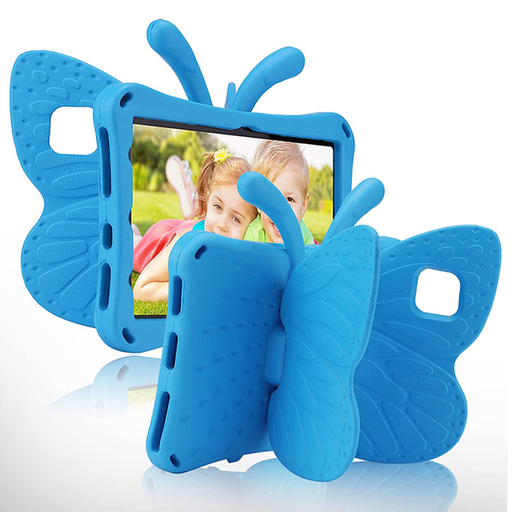FUNDA PARA IPAD 5TA GEN 9.7' DE GOMA MARIPOSA CELESTE - 1