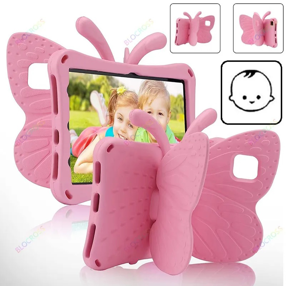 FUNDA PARA IPAD 9NA GEN 10.2' DE GOMA MARIPOSA ROSADA - 1