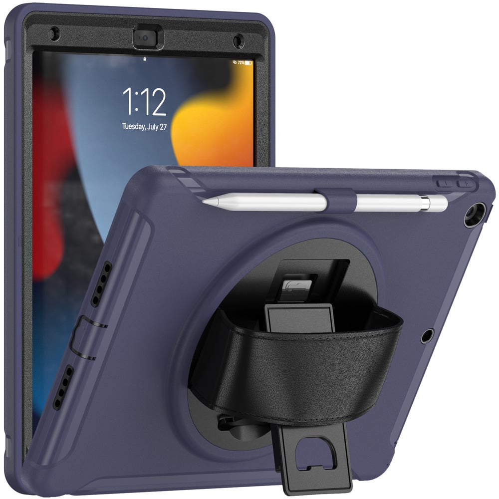 FUNDA PARA IPAD MINI A17 PRO ARMOR GIRATORIO + PARANTE AZUL - 1