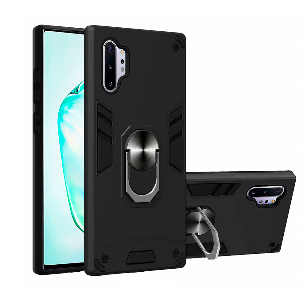 FUNDA CASE PARA TECNO SPARK 10 PRO ANILLO METÁLICO ANTISHOCK NEGRO - 1
