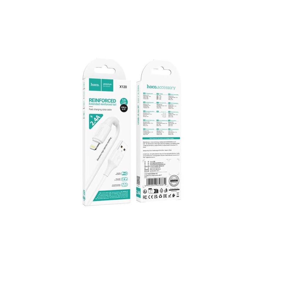 CABLE HOCO X120 BENEFICIO USB A IP CARGA RÁPIDA BLANCO - 3