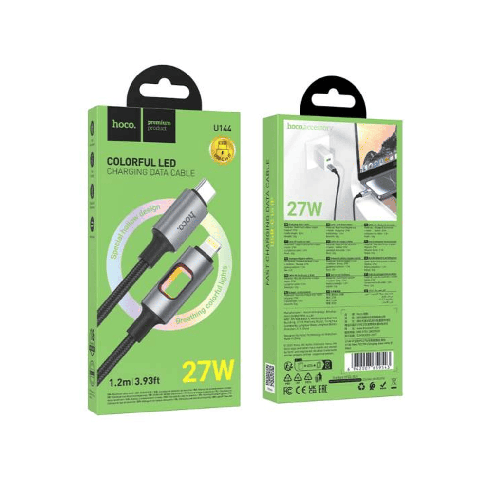 CABLE HOCO U144 NEW TIPO-C A IP PD 27W CARGA RÁPIDA NEGRO - 3