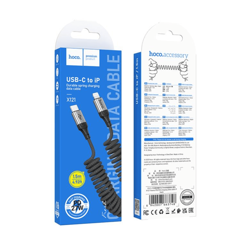 CABLE HOCO X121 NUEVO TIPO-C A IP PD 27W CARGA RÁPIDA NEGRO - 3