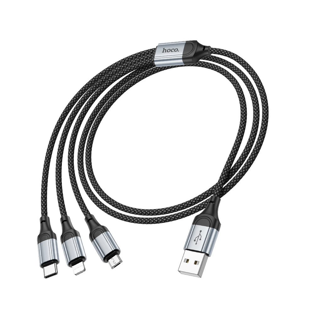 CABLE HOCO X102 FRESH 3 EN 1 USB A IP/MICRO/TIPO-C NEGRO - 1