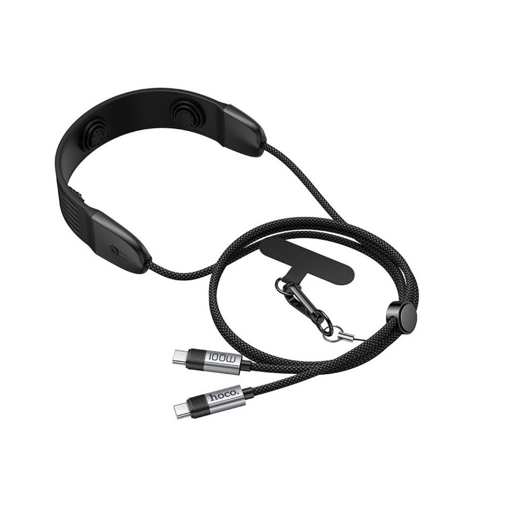 CABLE HOCO U145 TIPO-C A TIPO-C 100W CUELLO CON MASAJEADOR NEGRO - 1