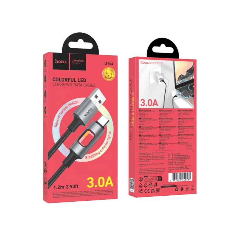 CABLE HOCO U144 NEW USB A TIPO-C CARGA RÁPIDA NEGRO - 3
