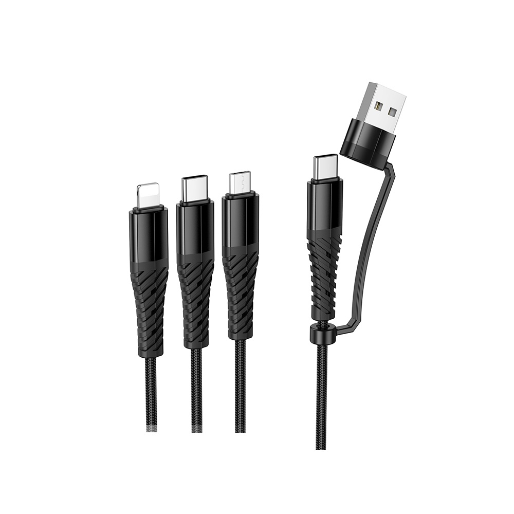 CABLE HOCO X123 VICTORY MULTI 3 EN 1 USB/TIPO-C NEGRO - 1