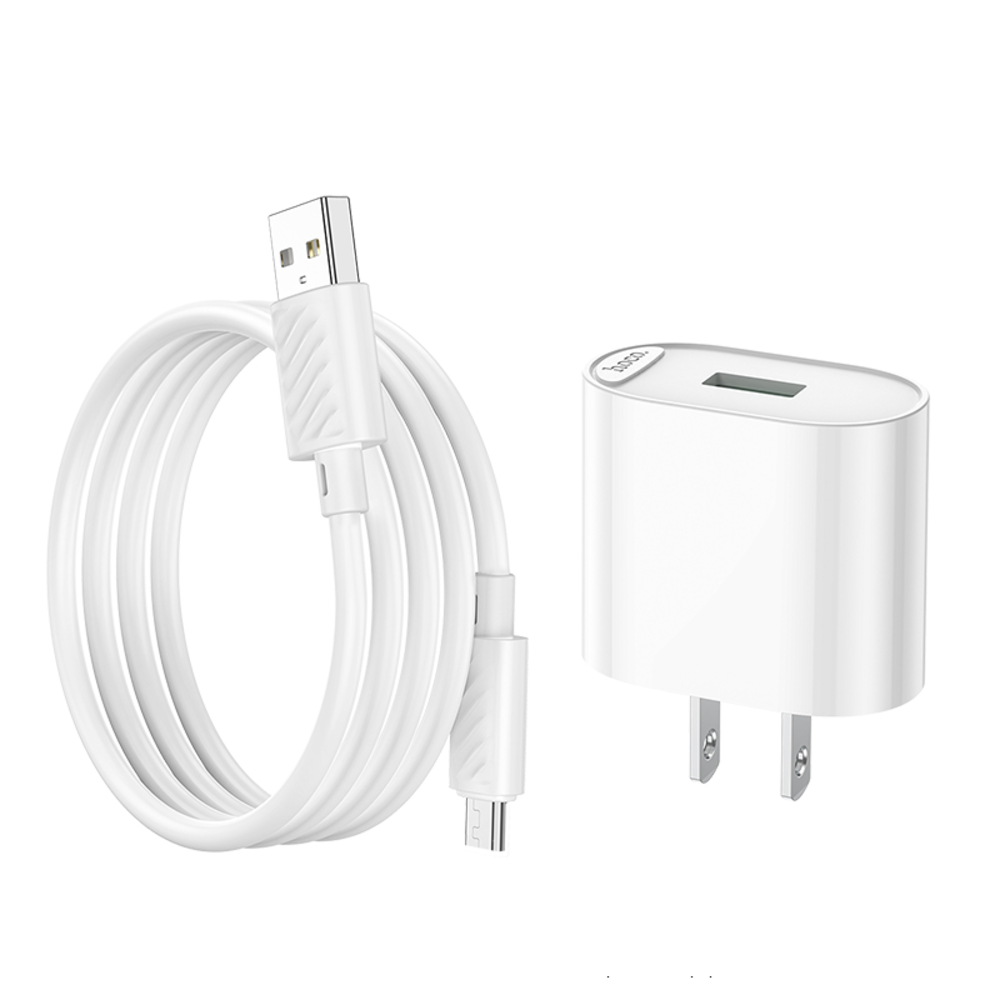CARGADOR HOCO C109 FIGHTER QC3.0 CABLE MICRO USB V8 BLANCO - 2