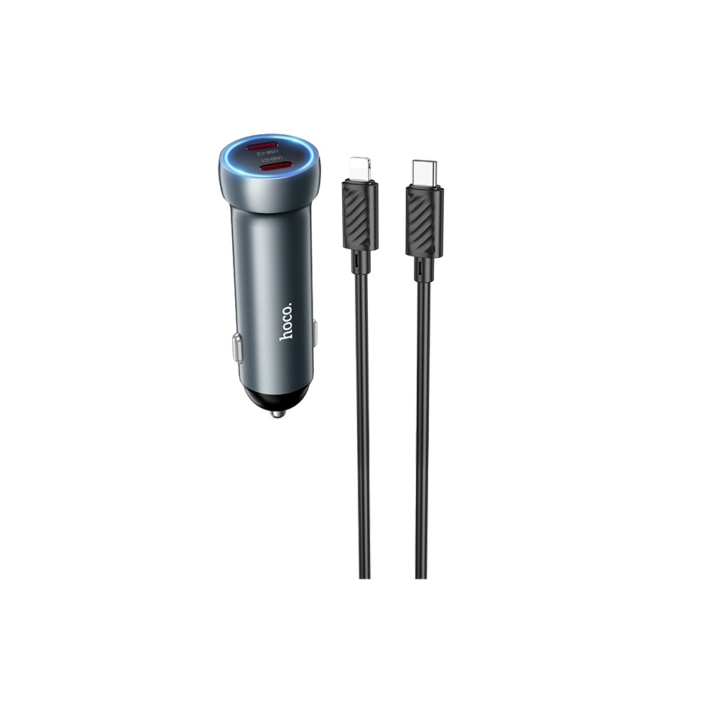 CARGADOR PARA AUTO HOCO Z54B PD60W CABLE TIPO C A IP GRIS - 1