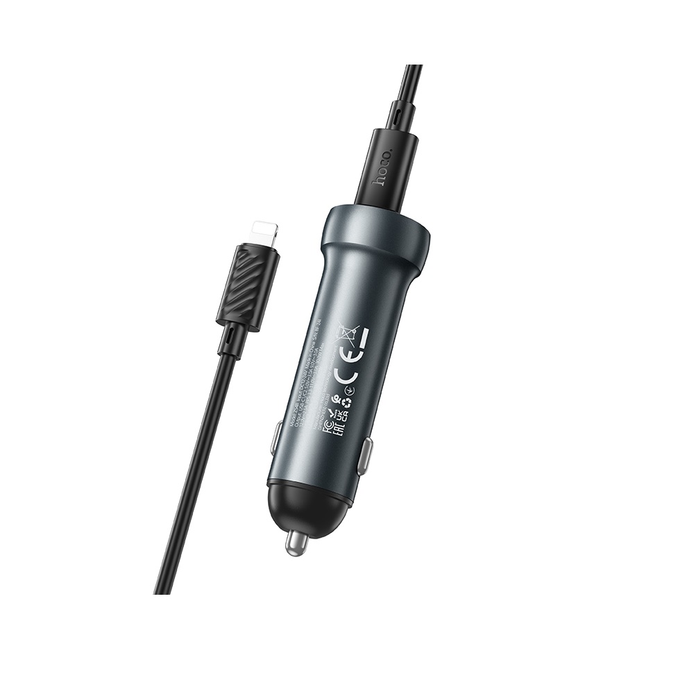 CARGADOR PARA AUTO HOCO Z54B PD60W CABLE TIPO C A IP GRIS - 2