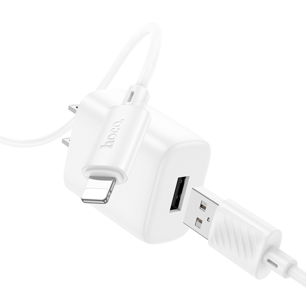 CARGADOR HOCO C134 SOLID CABLE PARA IP 12W BLANCO - 2
