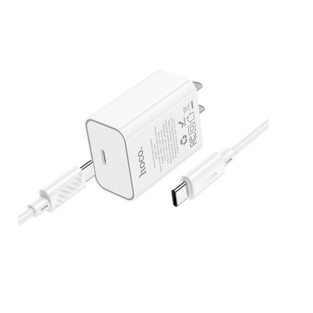 CARGADOR HOCO C143 PD20W CABLE TIPO C A TIPO C BLANCO - 2