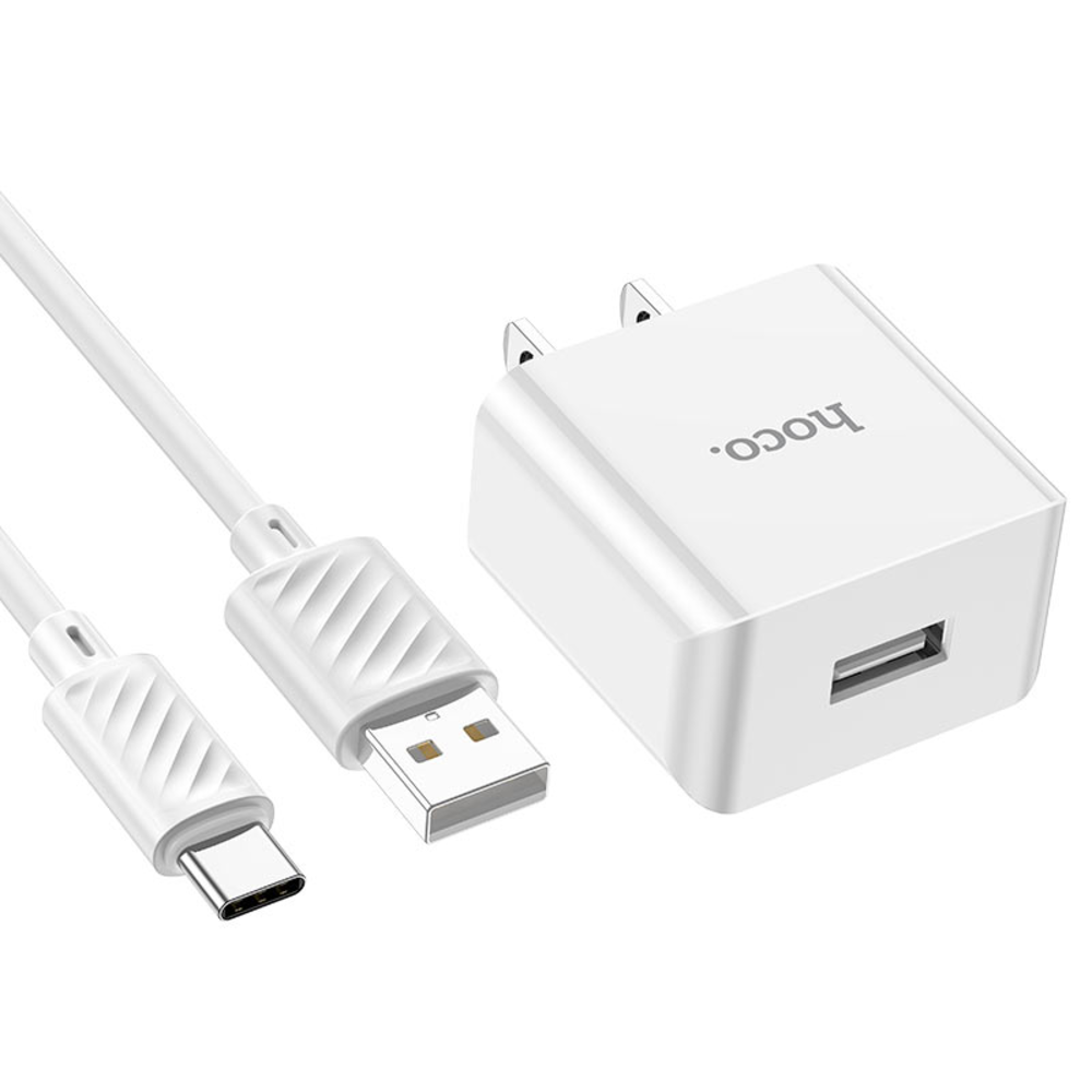 CARGADOR HOCO C106 LEISURE CABLE USB TIPO C 10.5W BLANCO - 1