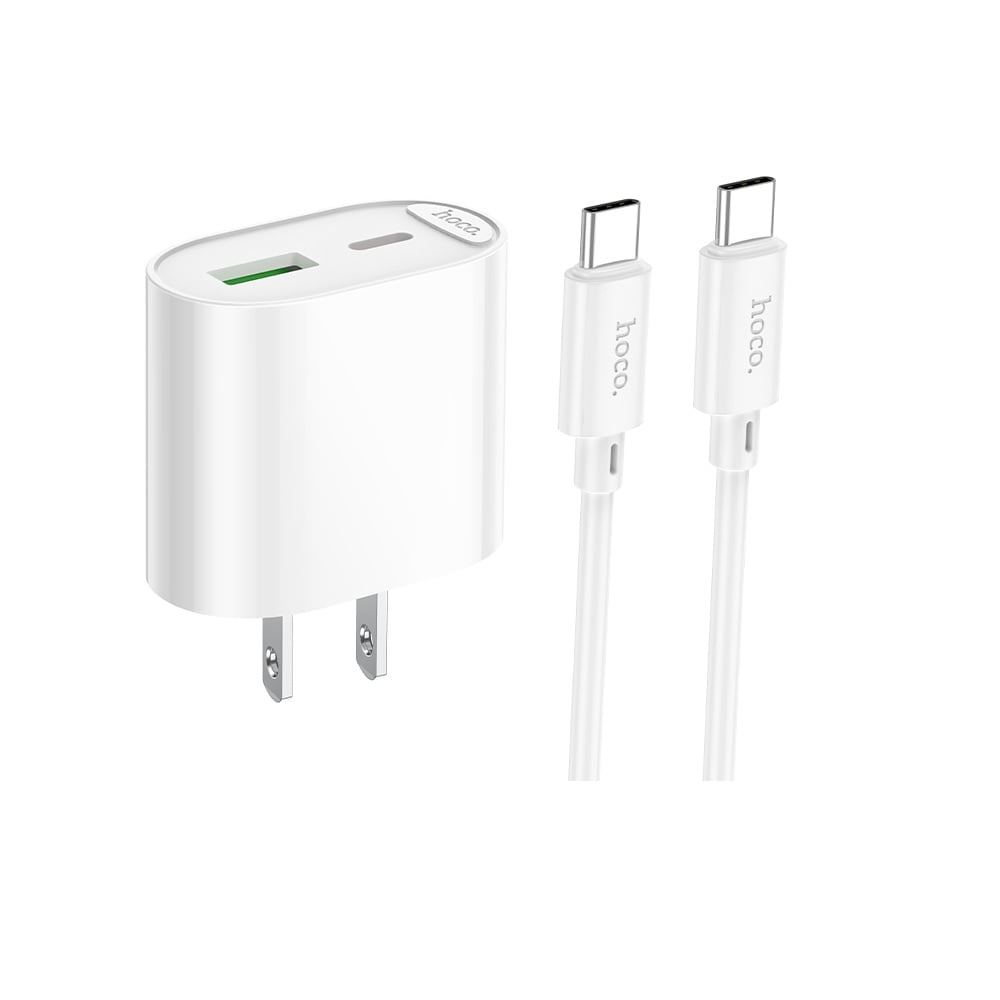 CARGADOR HOCO C109 PD20W QC3.0 CABLE TIPO C A TIPO C BLANCO - 1