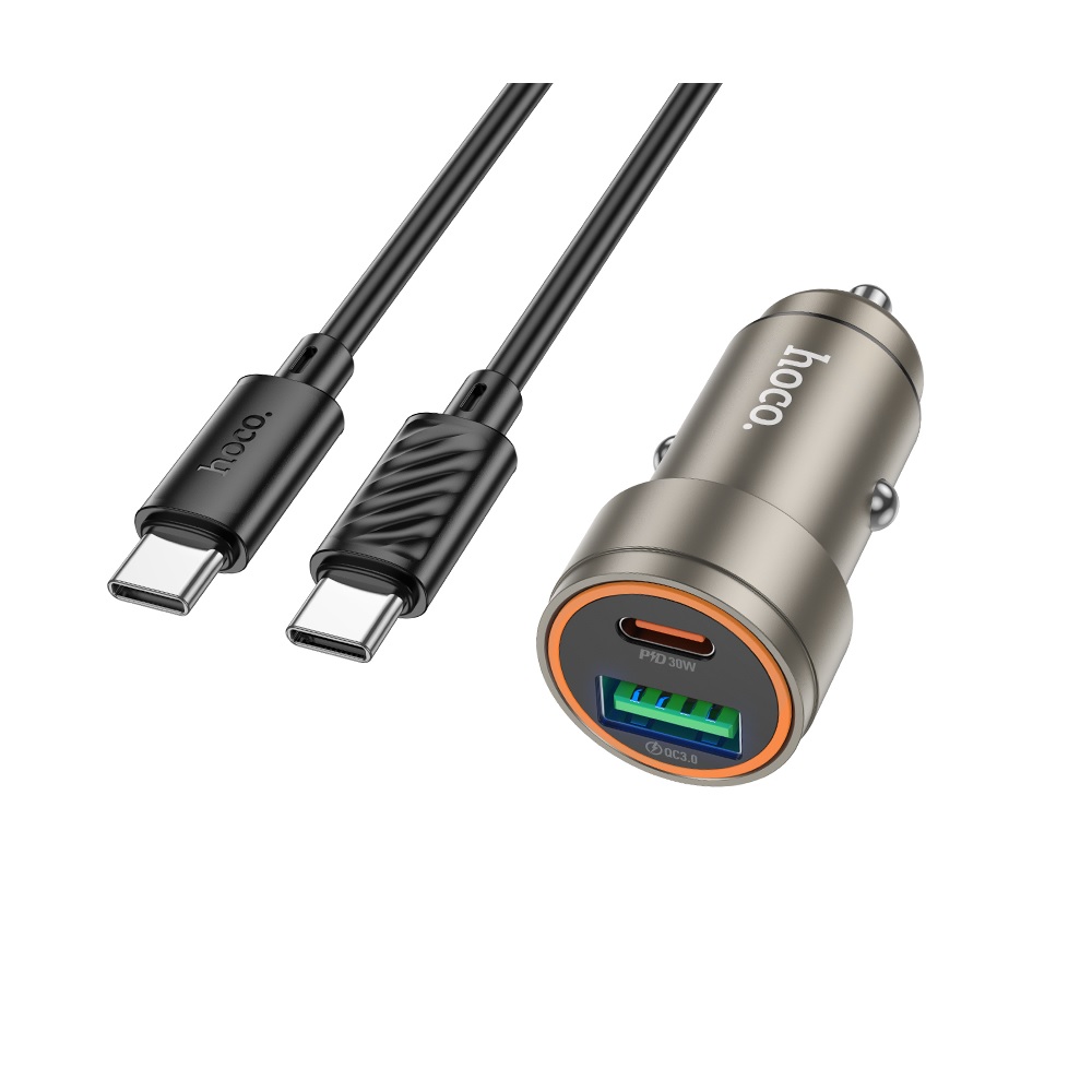 CARGADOR PARA AUTO HOCO Z57A PD30W QC3.0 CABLE TIPO C A C GRIS - 1