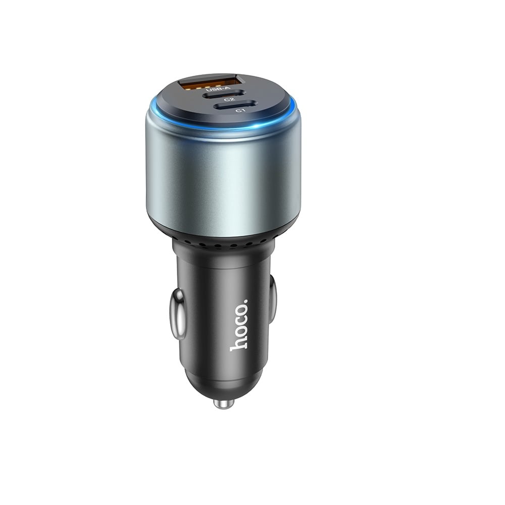 CARGADOR PARA AUTO HOCO NZ9 95W TRES PUERTOS CARGA RAPIDA NEGRO - 1
