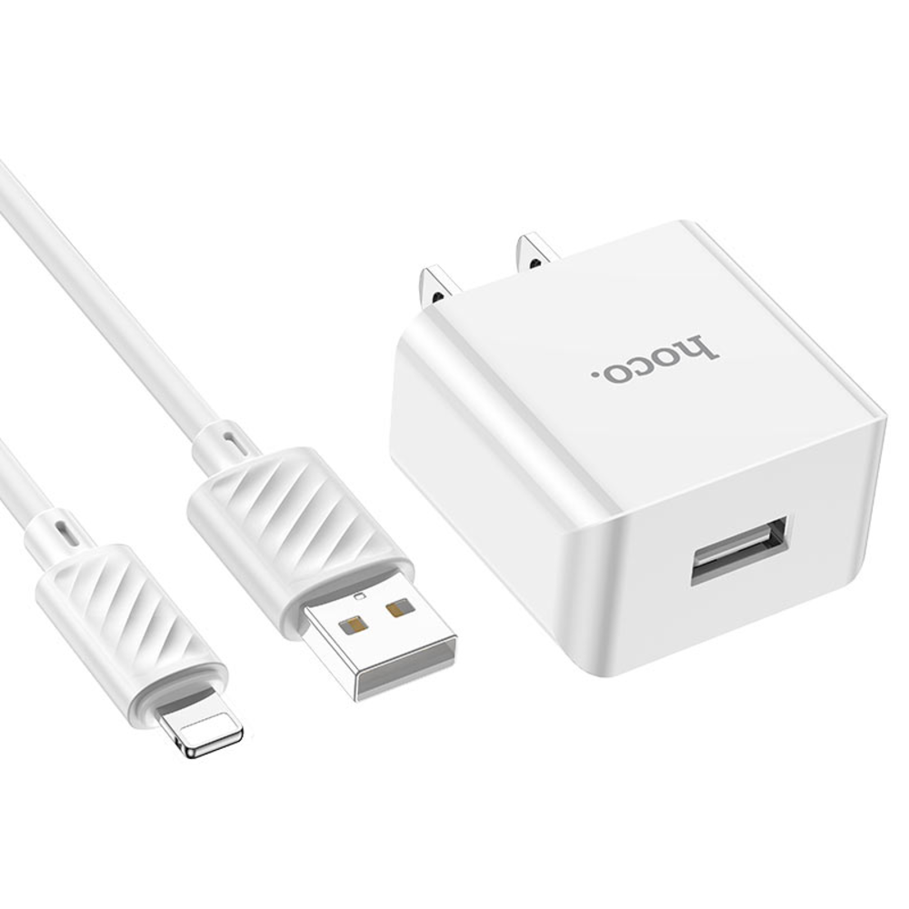 CARGADOR HOCO C106 LEISURE CABLE IP 10.5W BLANCO - 1