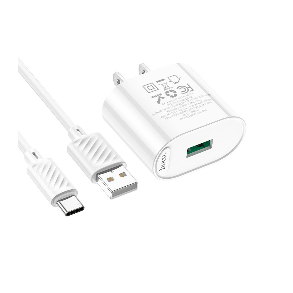 CARGADOR HOCO C109 TIPO C QUICK CHARGE 18W BLANCO - 2