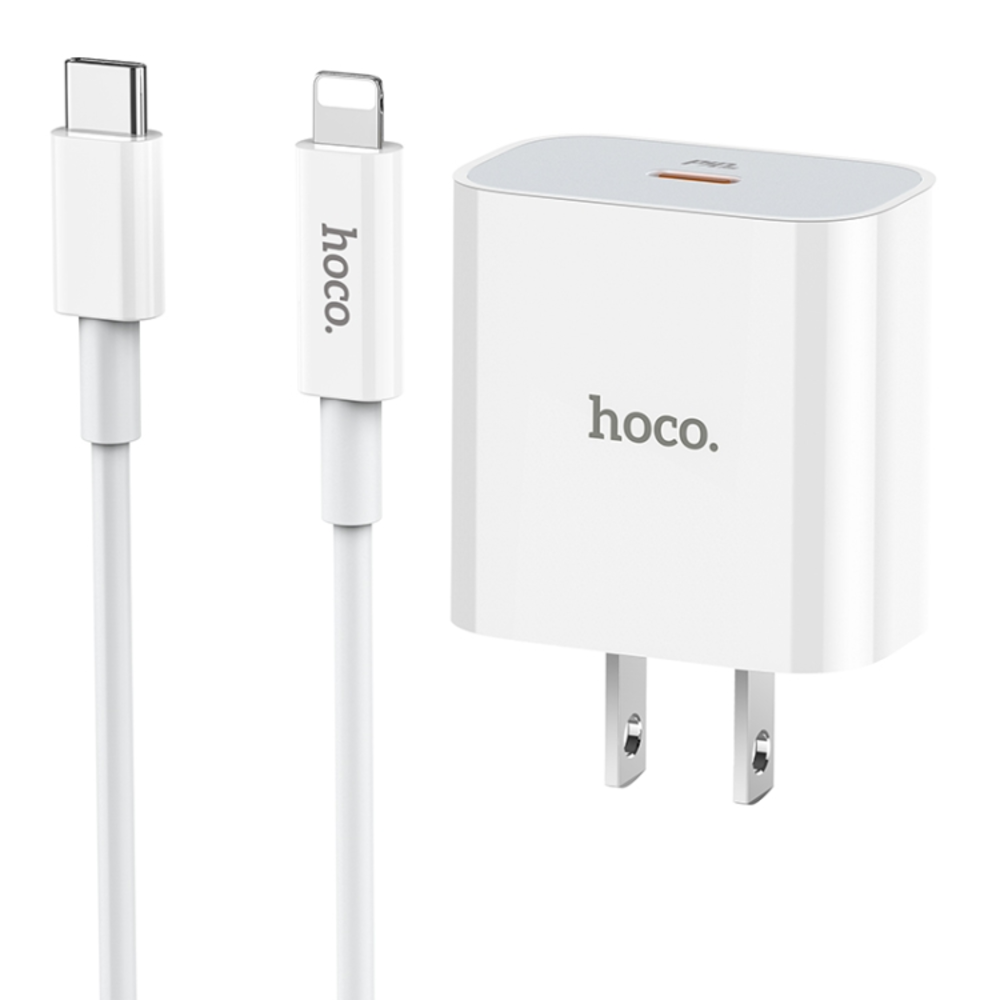 CARGADOR HOCO C76 PLUS PD20W CABLE TIPO C A IPBLANCO - 1
