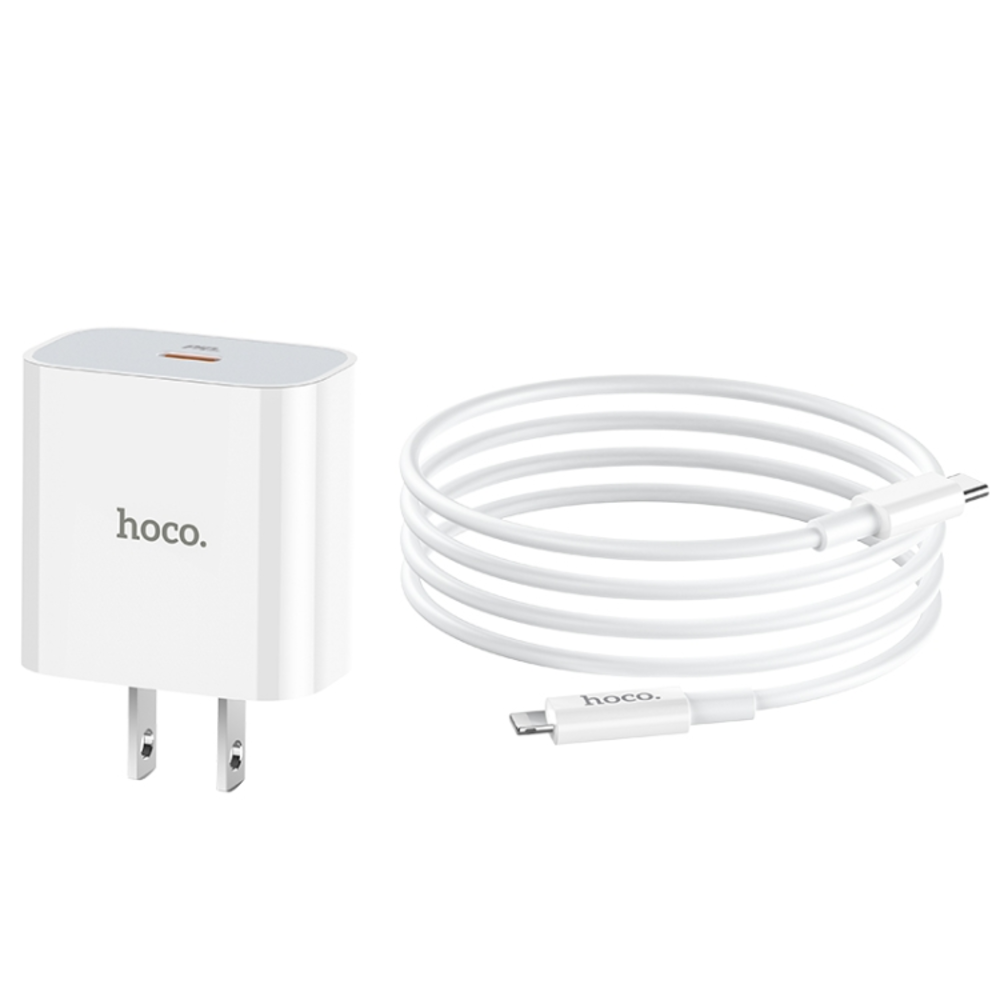 CARGADOR HOCO C76 PLUS PD20W CABLE TIPO C A IPBLANCO - 2