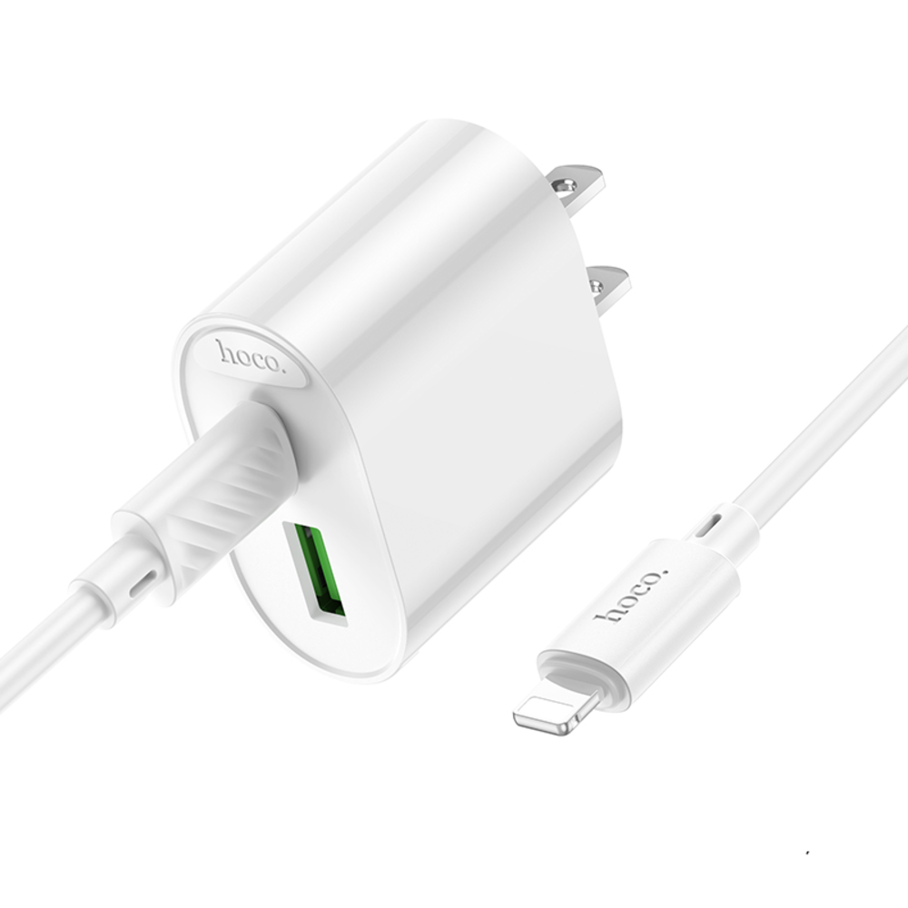CARGADOR HOCO C109 PD20W QC3.0 CABLE TIPO C A IP BLANCO - 1