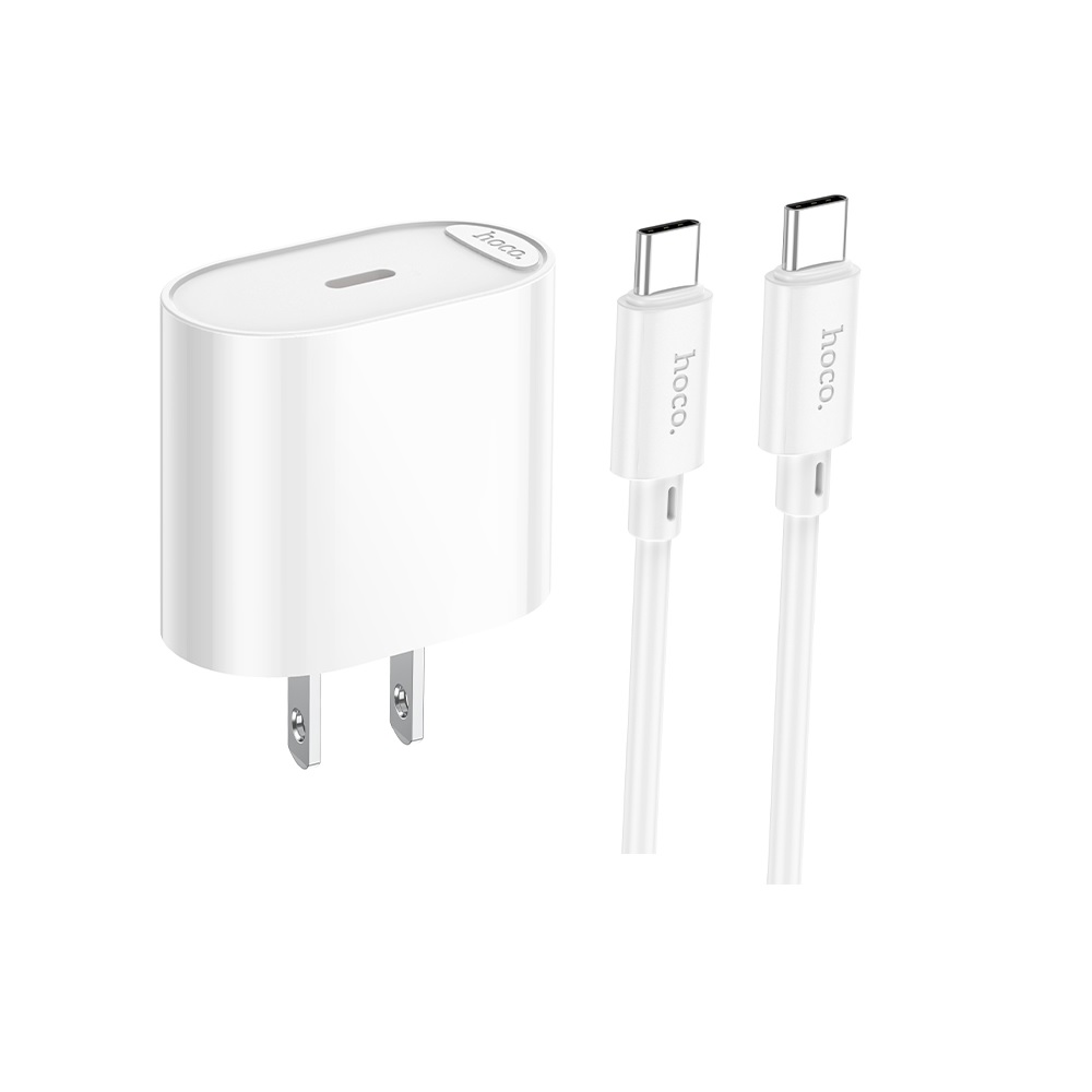 CARGADOR HOCO C109 PD20W CABLE TIPO C A TIPO C BLANCO - 1