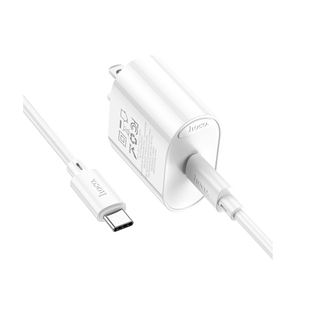 CARGADOR HOCO C109 PD20W CABLE TIPO C A TIPO C BLANCO - 2