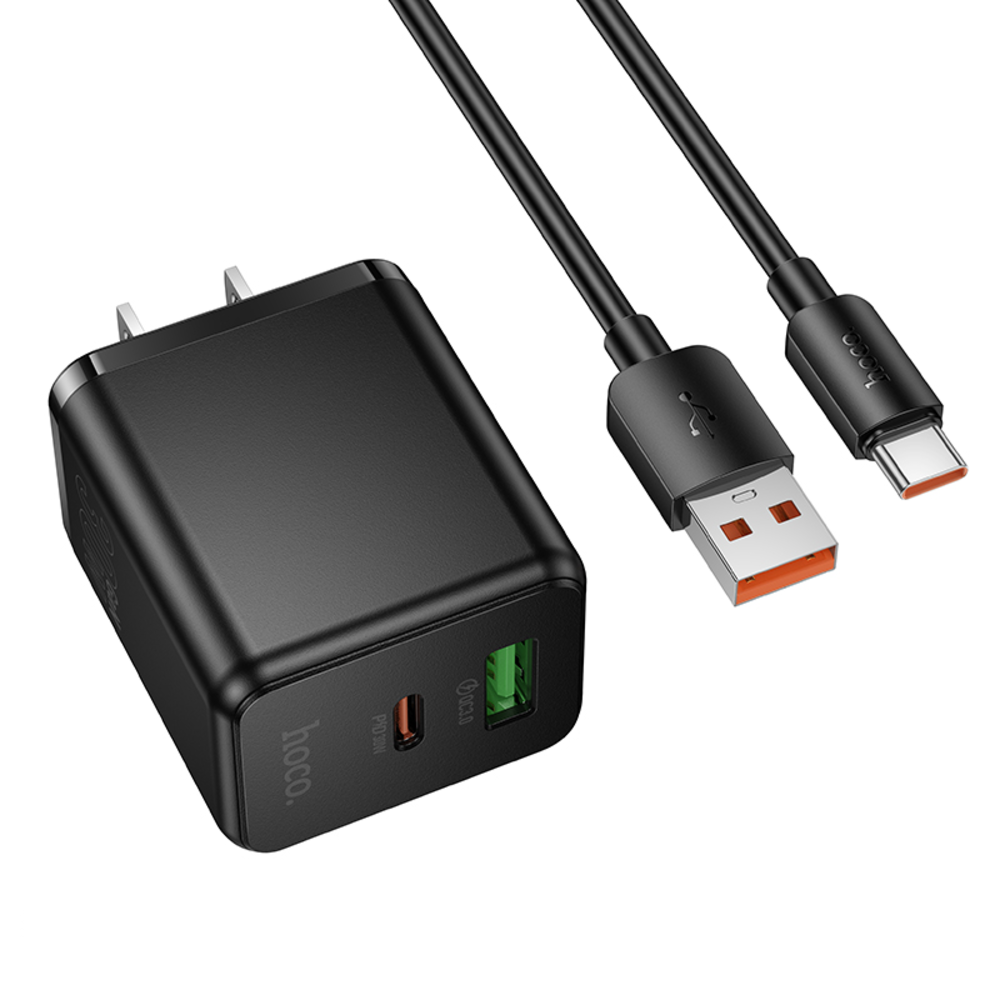 CARGADOR HOCO C157 PD30W QC3.0 CABLE USB TIPO C NEGRO - 1